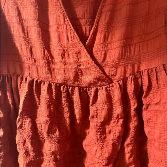 Nordstrom Orange V-Neck Baby Doll Flutter Sleeve Mini Dress - Picture 5 of 5